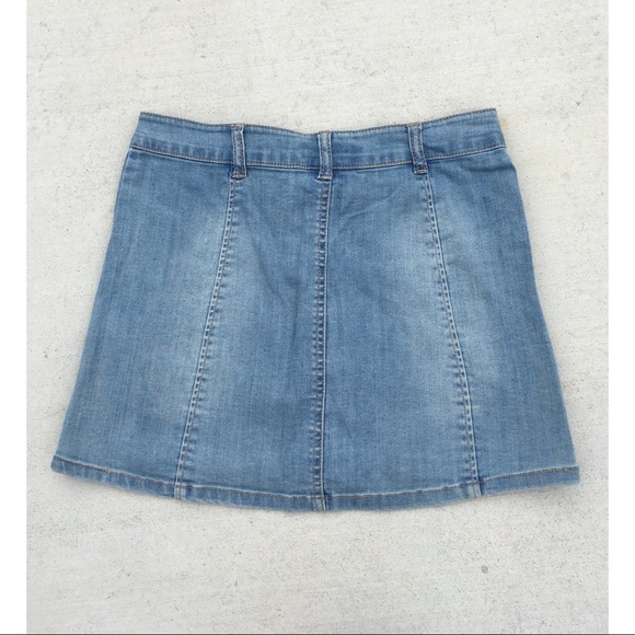 Faded denim button front a-line skirt - Picture 2 of 3